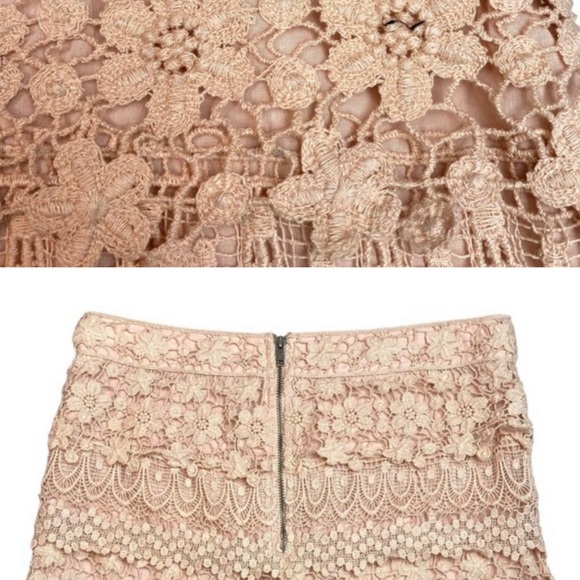 American Eagle Blush Pink Crochet Lace Mini Skirt  Sz 0 - Picture 3 of 3